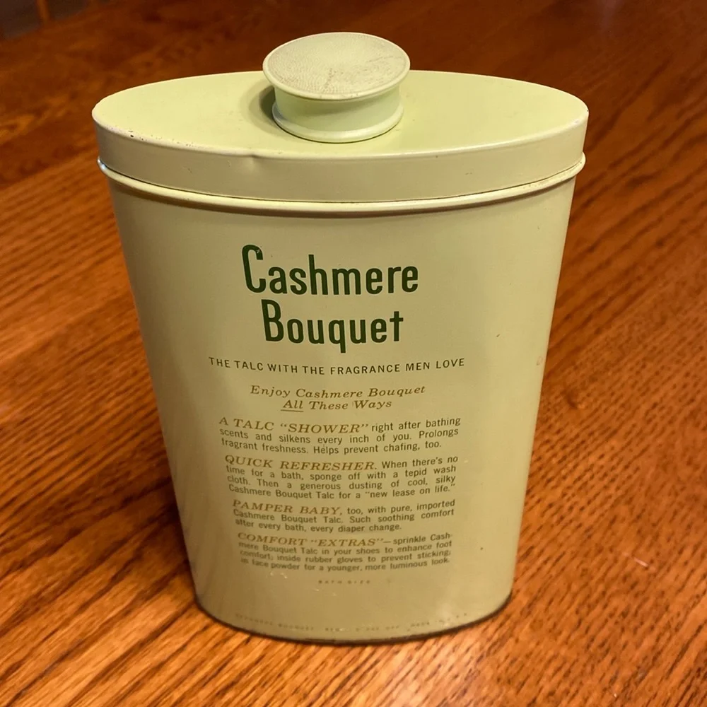 Vintage Cashmere Bouquet Talcum Powder Tin With Partial Powder